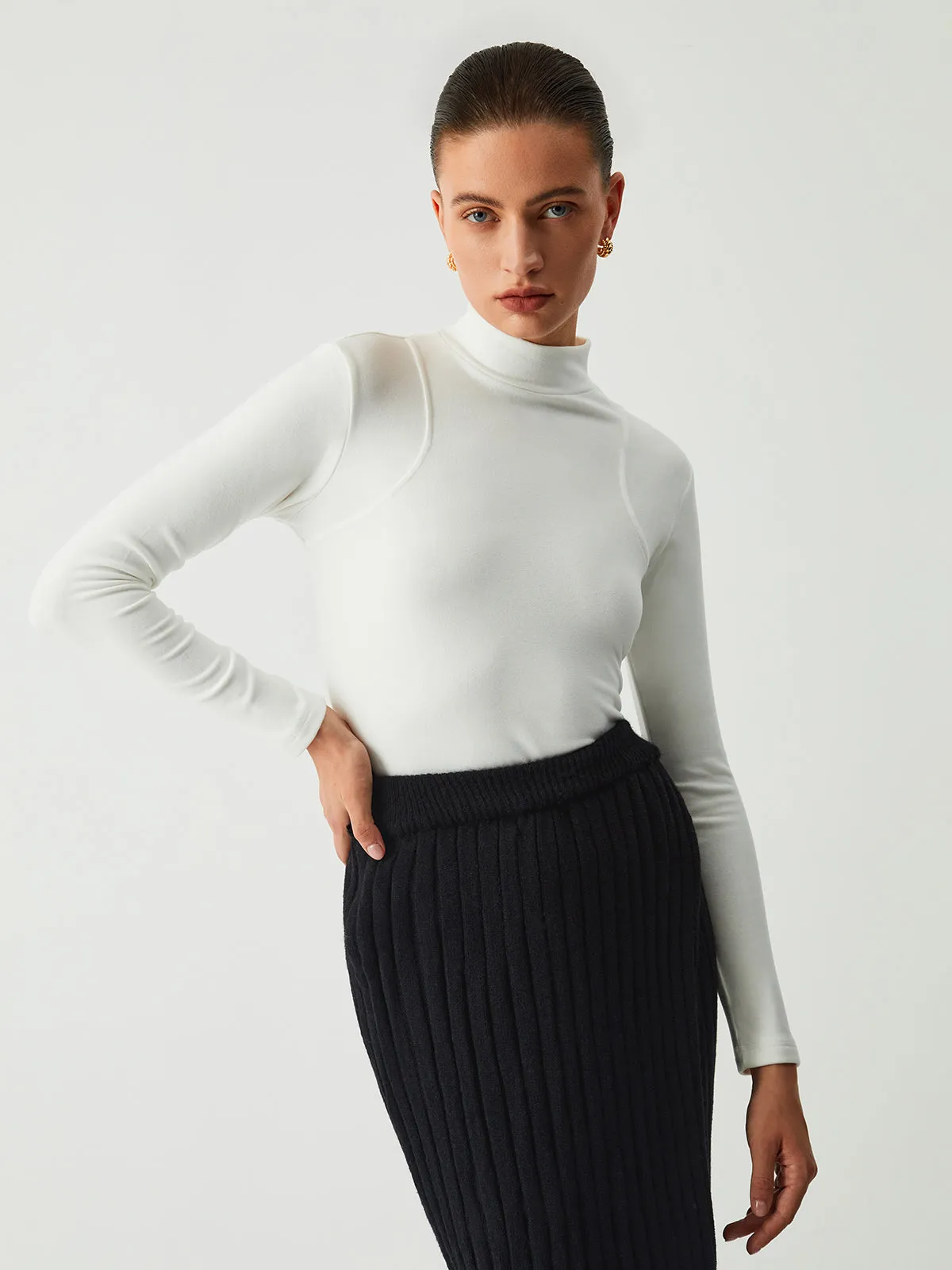 Ava Mock Neck Long Sleeve Top