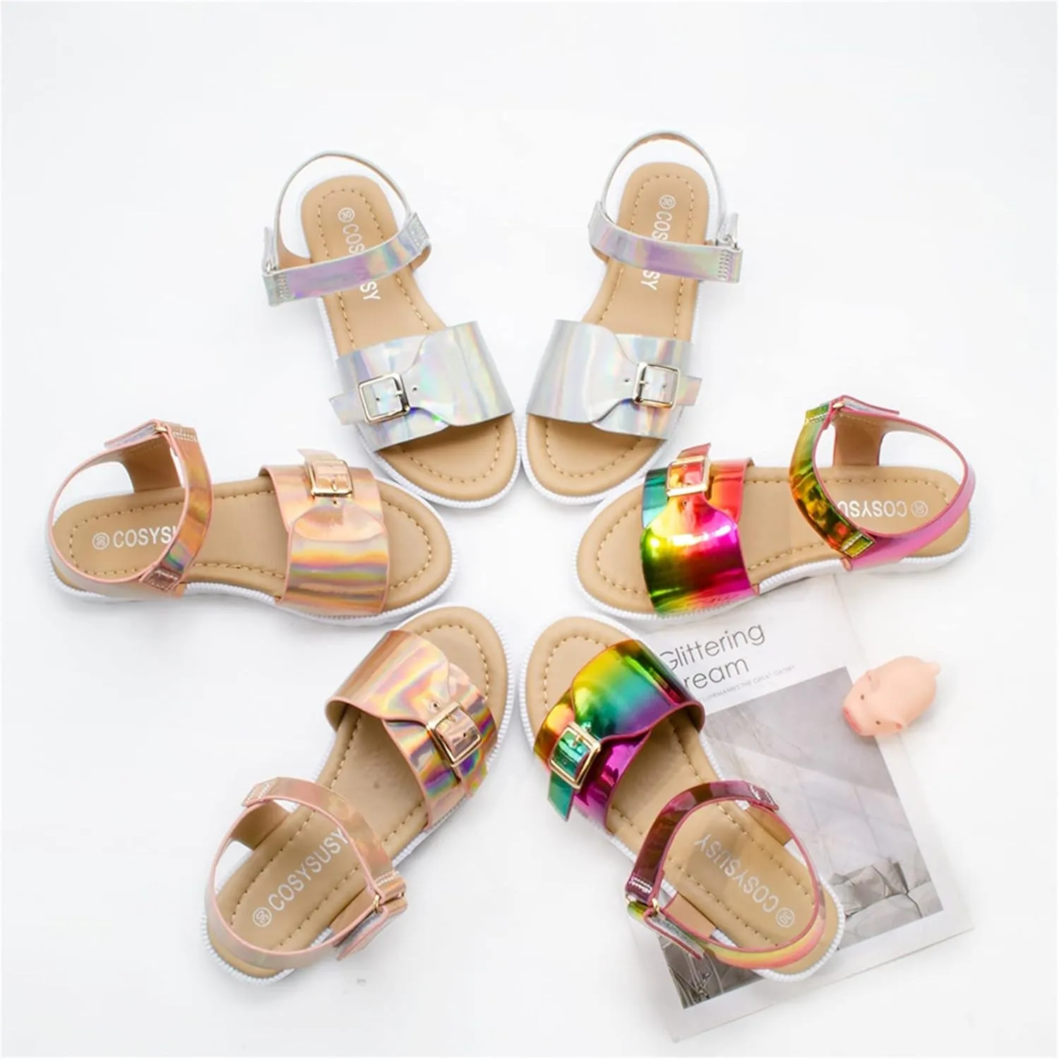 Children Thick Sole Gradient Sandals Fashion Soft Beach Shoes Little Girls Sandals Sandals Baby Girls Sandals Size 5 (Hot Pink, 3.5-4 Years Toddler)