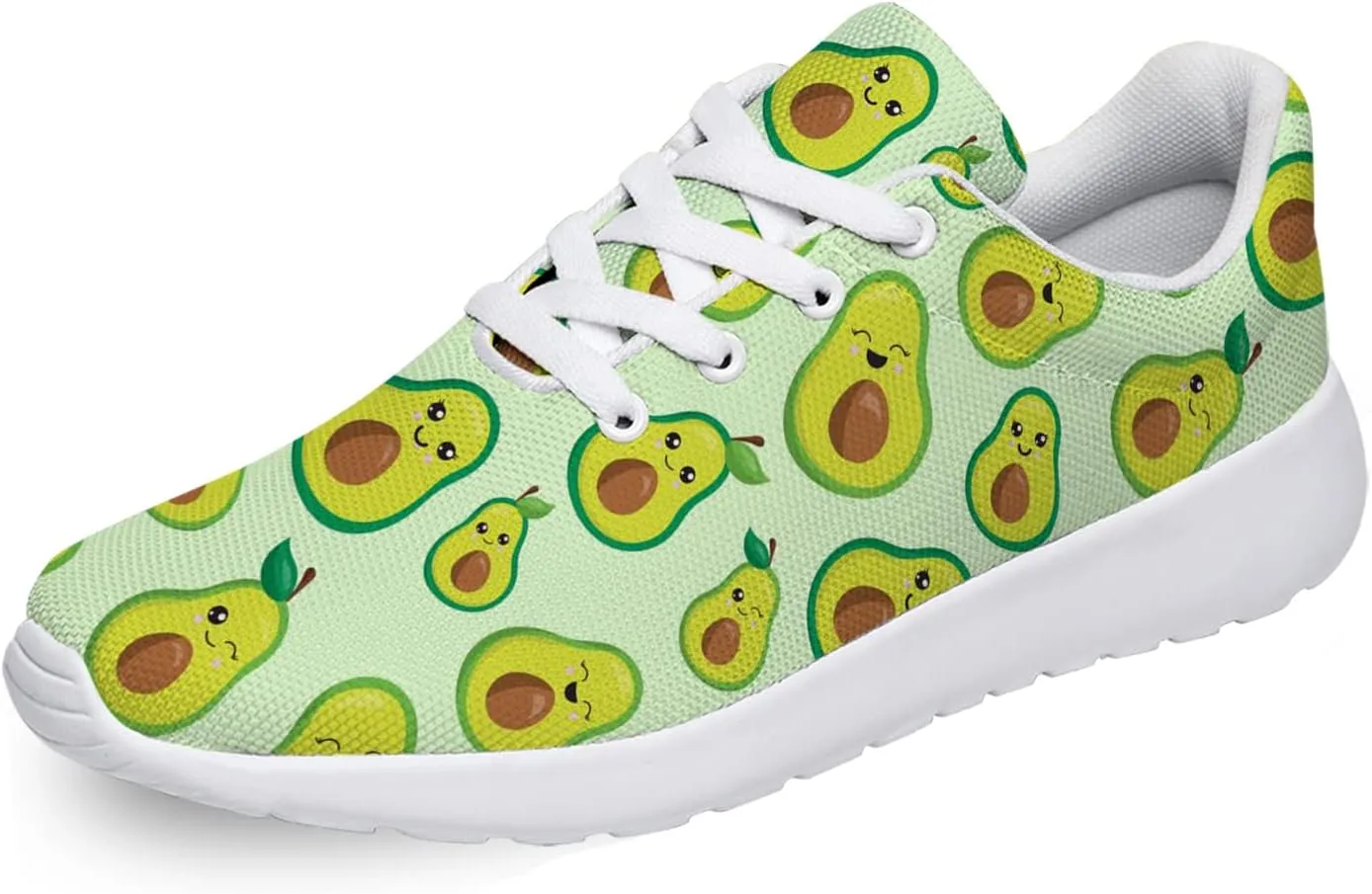 Cute Girls Womens Trail Running Shoes 3D Print Fashion Green Cartoon Avocado Print Tennis Golf Sneaker,US Size 4