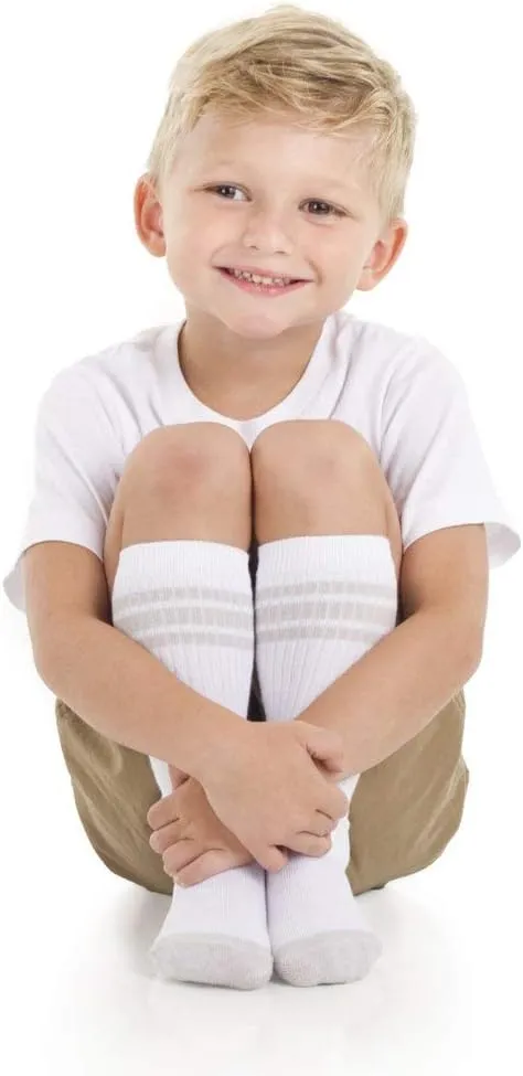 juDanzy 2 Pack of Baby, Toddler and Kids Knee High Tube Socks for Boys and Girls with Grips