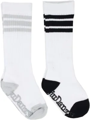 juDanzy 2 Pack of Baby, Toddler and Kids Knee High Tube Socks for Boys and Girls with Grips