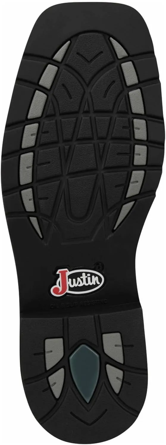 Justin Mens Stampede Sq Toe White Work Boot