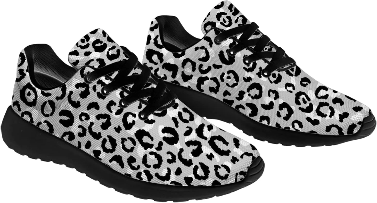 Leopard Cheetah Print Shoes Woman Tennis Shoes Athletic Running Shoes Soft Lightweight Walking Sneakers Gifts for Ladies Girls