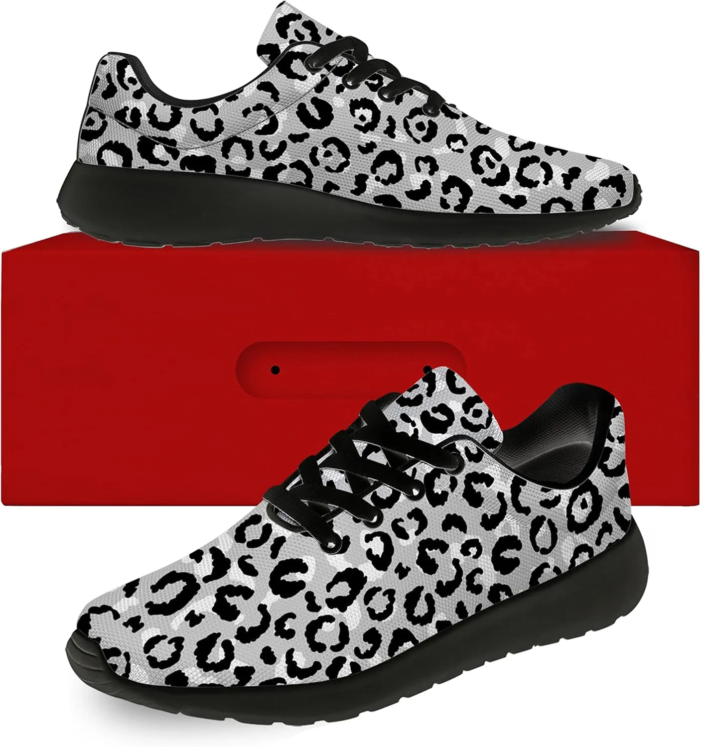 Leopard Cheetah Print Shoes Woman Tennis Shoes Athletic Running Shoes Soft Lightweight Walking Sneakers Gifts for Ladies Girls