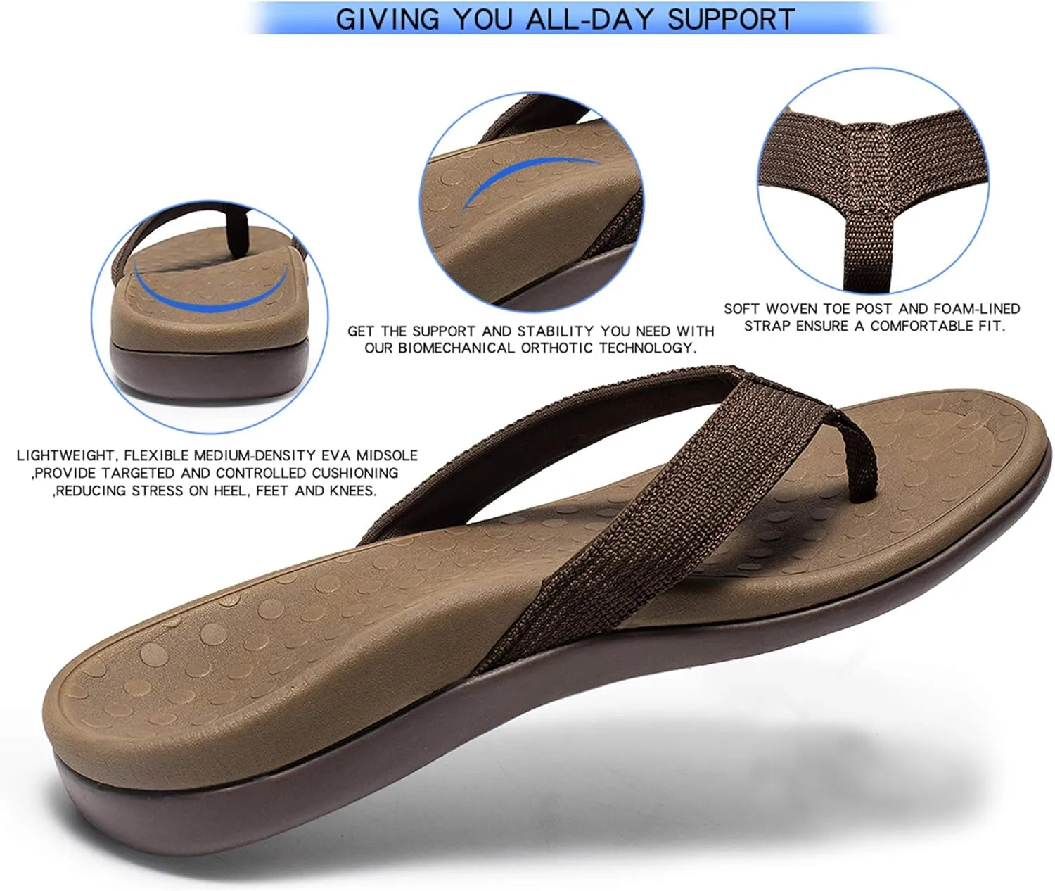 LLSOARSS Plantar Fasciitis Feet Sandal with Arch Support - Best Orthotic flip Flops for Flat FeetHeel Pain- for Women