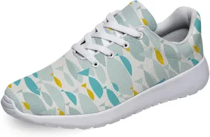 Men Women Walking Running Shoes,Fish Silhouette Lightweight Breathable Mesh Tennis Shoes Non Slip Athletic Workout Gym Sneakers White Size 10.5