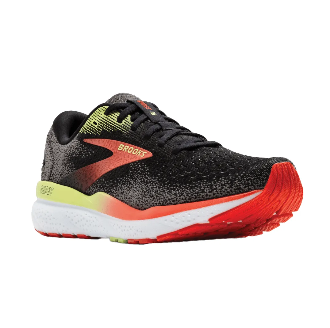 Men's Brooks Ghost 16 - AW24 - Black/Manderin Red/Green (Wide 2E Width)