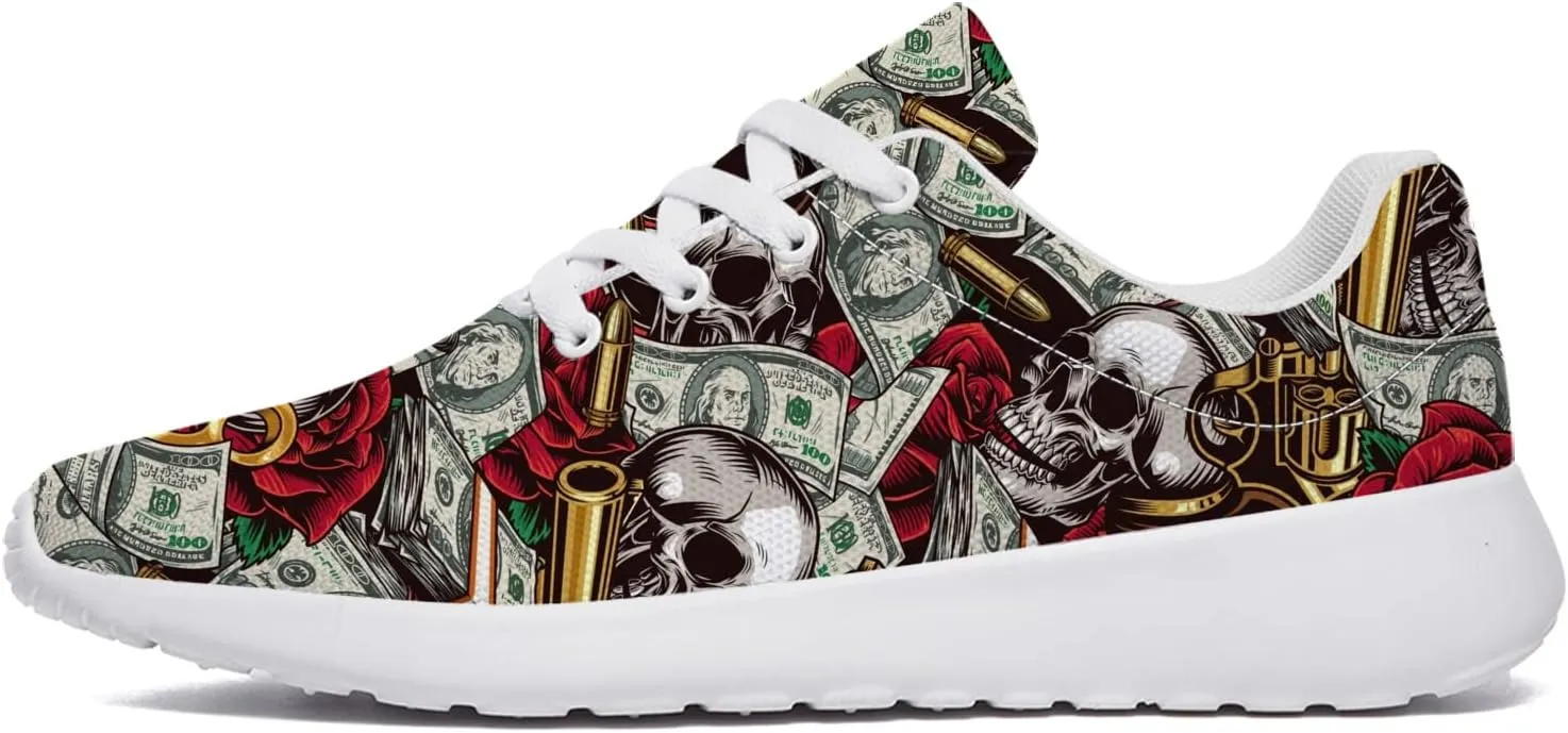 One Hundred Dollar Bill Print Shoes Womens Mens Fashion Sneakers Comfortable Running Tennis Shoes Gifts for Friends