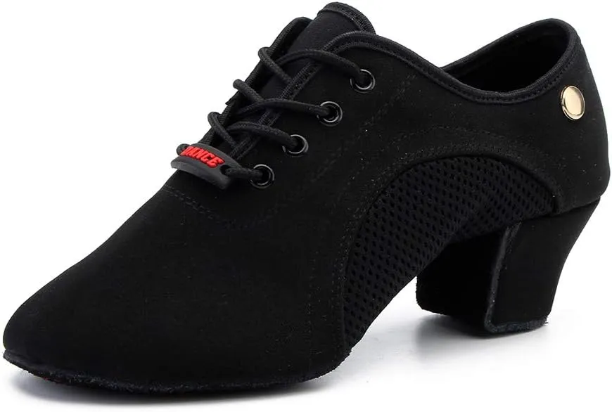 TINRYMX Women Latin Dance Practice Shoes Lace up with Closed Toe Modern Jazz Teaching Oxford Dance Shoes Low Heel,WZSP-NJB
