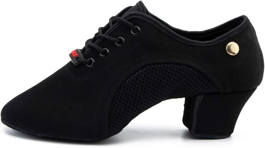 TINRYMX Women Latin Dance Practice Shoes Lace up with Closed Toe Modern Jazz Teaching Oxford Dance Shoes Low Heel,WZSP-NJB