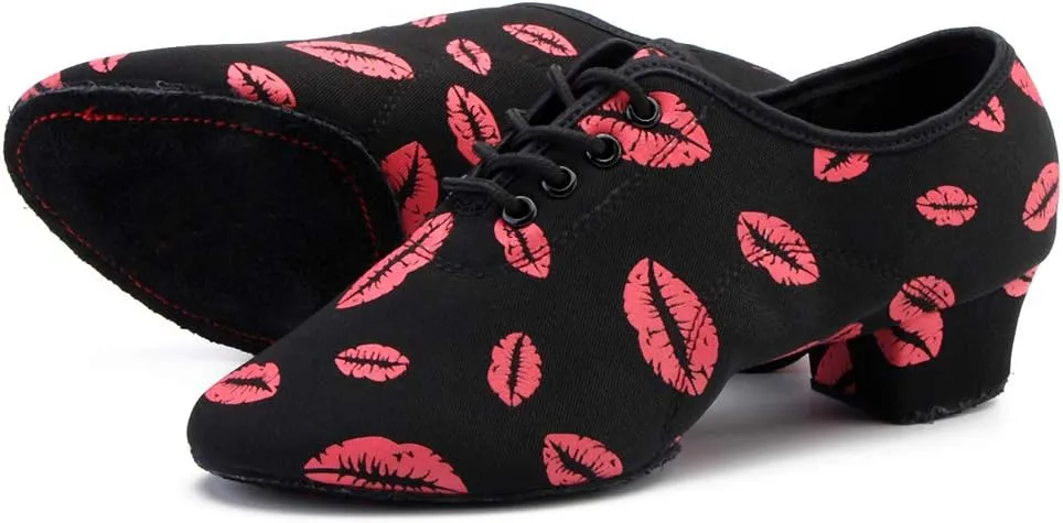TINRYMX Women Latin Dance Practice Shoes Lace up with Closed Toe Modern Jazz Teaching Oxford Dance Shoes Low Heel,WZSP-NJB